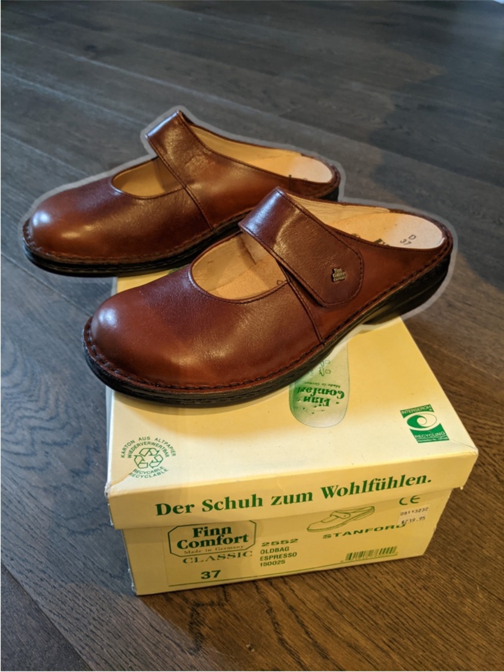 Finn Comfort Espresso Brown Leather Mary Jane Mule